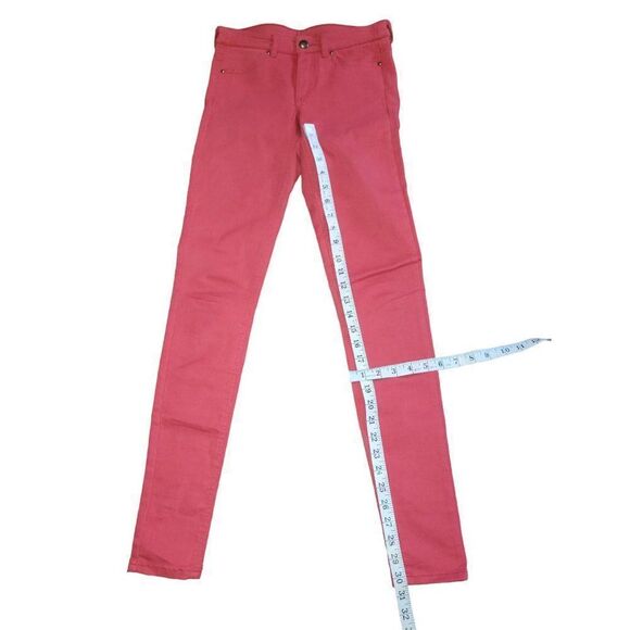 H&M‎ Divided Jeans Women Sz 4 Red Straight Leg Mid Rise - Picture 4 of 6